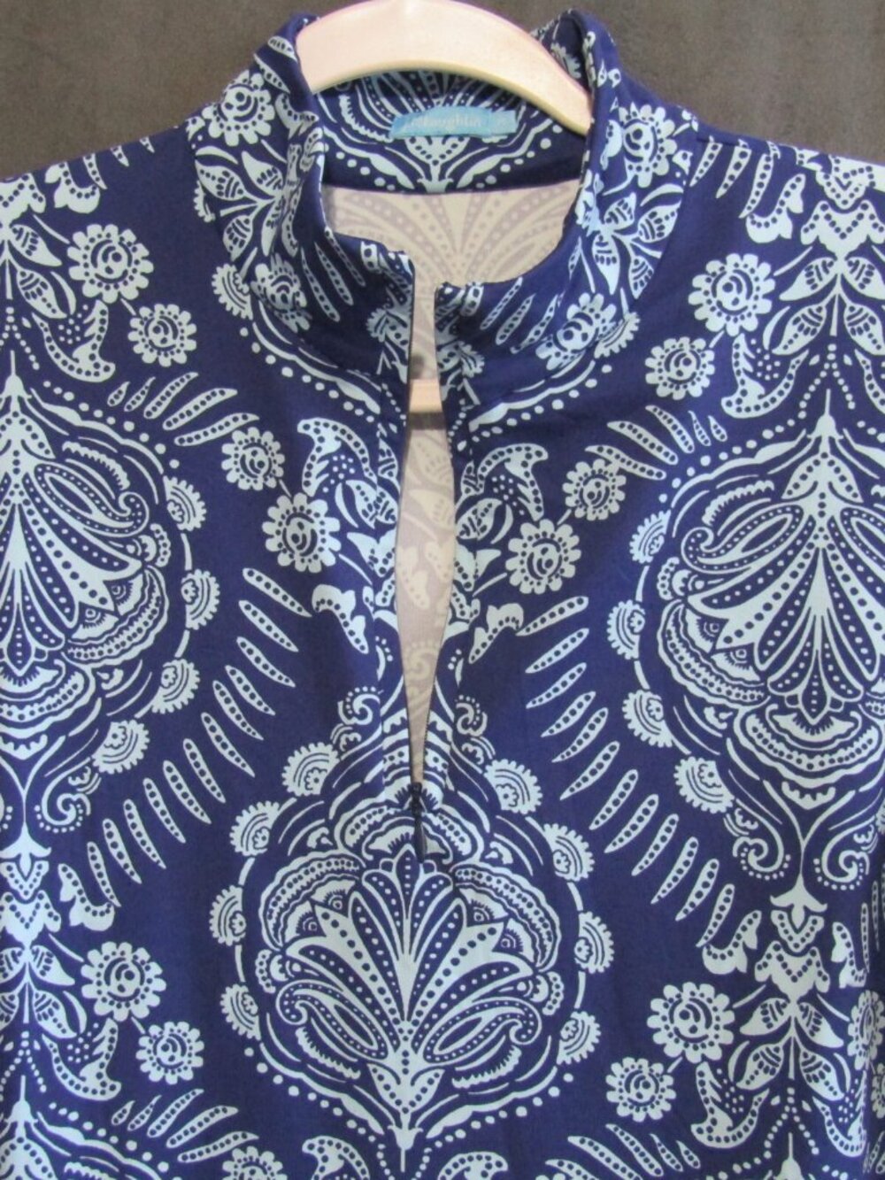 J McLaughlin Bedford Catalina Cloth Blue Floral 1/4 Zip Shift Dress Size M - Picture 3 of 9